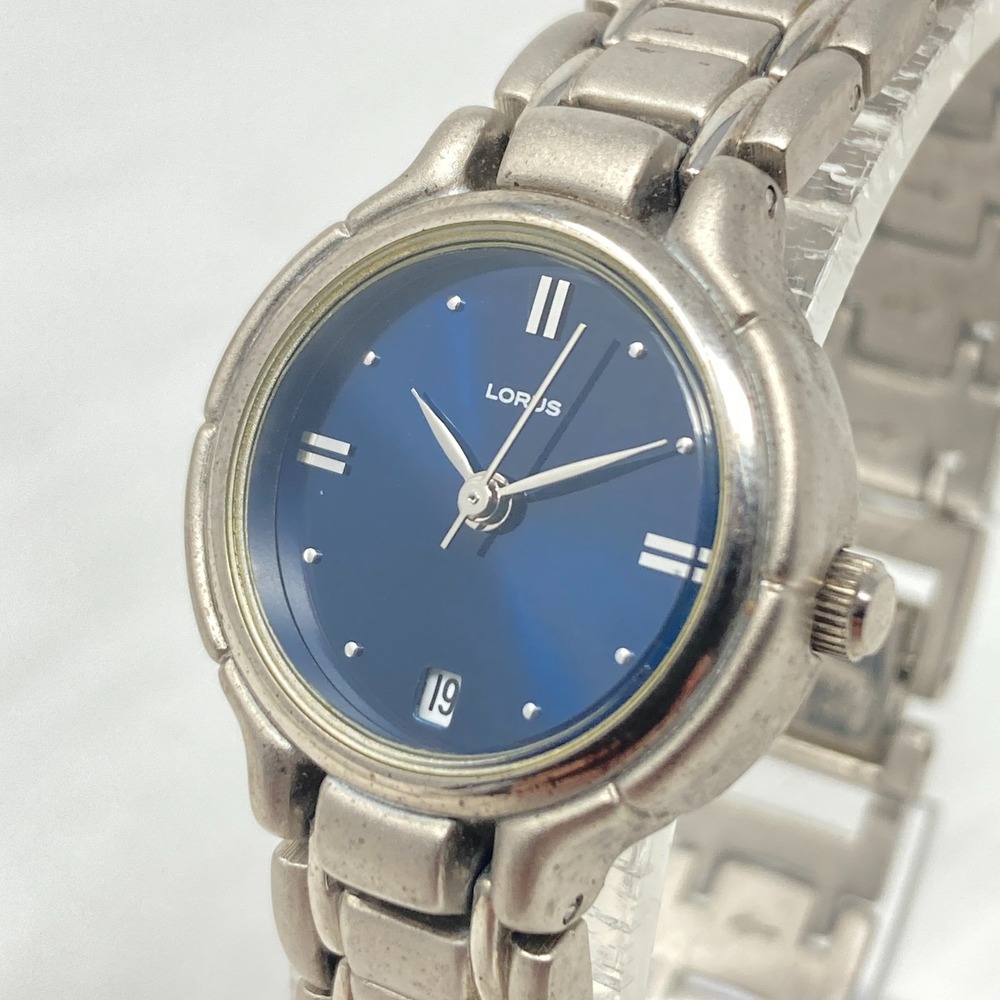Lorus Watch Women 24mm Silver Tone Date Blue Dial Matte WR New Battery 6.5"